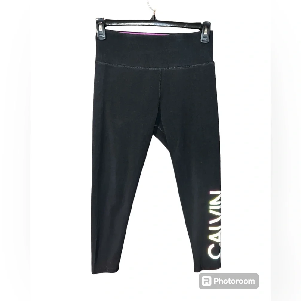 Calvin Klein Performance Cropped Stretch Leggings Women’s Medium Reflective - Picture 1 of 4